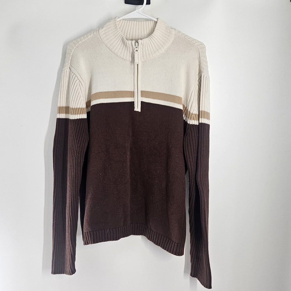 St. John's Bay Womens  Xlg  winter brown hues crew neck 1/2 zipper long sleeve